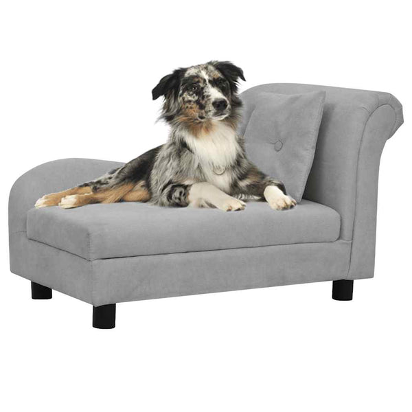 vidaXL Dog Sofa with Cushion Grey 83x44x44 cm Plush