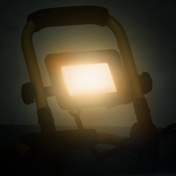 vidaXL LED Floodlight with Handle 20W Warm White