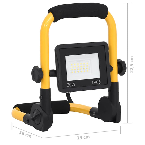 vidaXL LED Floodlight with Handle 20W Warm White