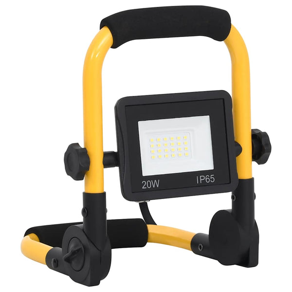 vidaXL LED Floodlight with Handle 20W Warm White