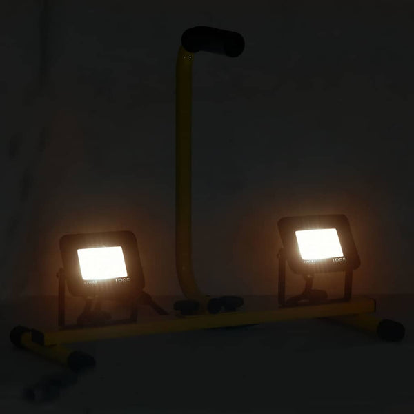 vidaXL LED Floodlight with Handle 2x10 W Warm White