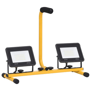 vidaXL LED Floodlight with Handle 2x30 W Warm White