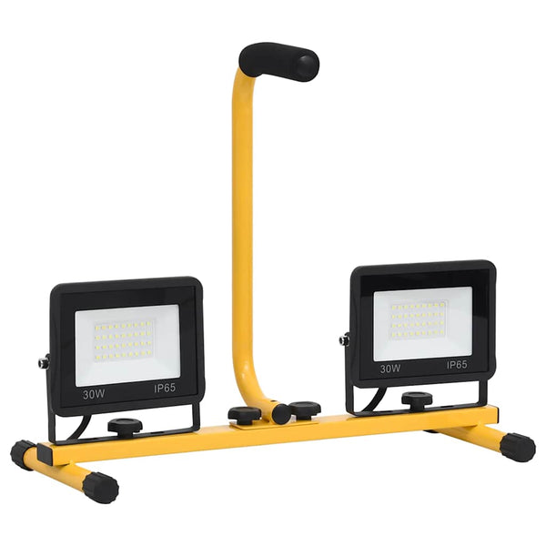 vidaXL LED Floodlight with Handle 2x30 W Warm White