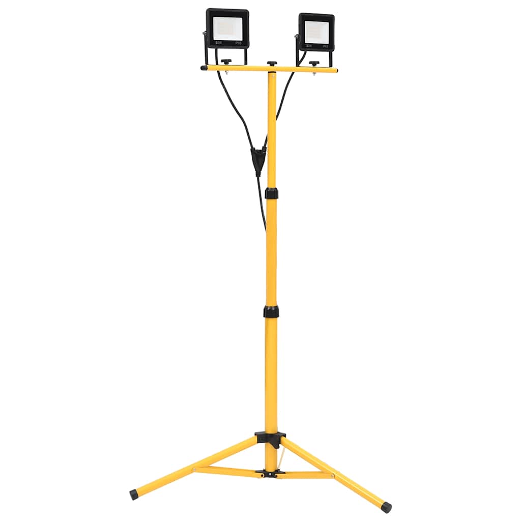 vidaXL LED Floodlight with Tripod 2x20 W Warm White
