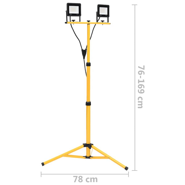 vidaXL LED Floodlight with Tripod 2x30W Cool White