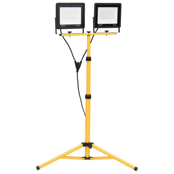 vidaXL LED Floodlight with Tripod 2x100 W Cold White