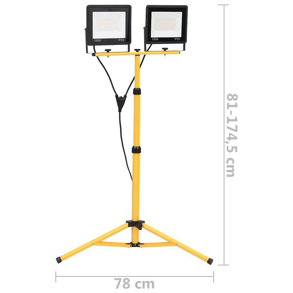 vidaXL LED Floodlight with Tripod 2x100 W Cold White