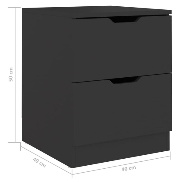 vidaXL Nightstands 2 pcs. Black 40x40x50 cm Chipboard