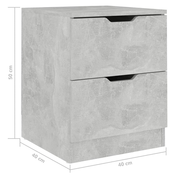 vidaXL Nightstand Concrete Gray 40x40x50 cm Chipboard
