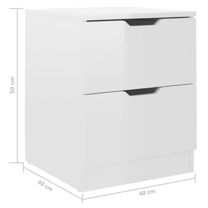 vidaXL Nightstands 2 pcs. High Gloss White 40x40x50 cm Chipboard