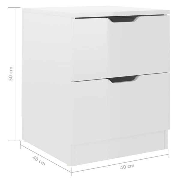 vidaXL Nightstands 2 pcs. High Gloss White 40x40x50 cm Chipboard