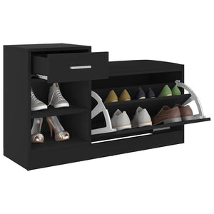 vidaXL Shoe Cabinet Black 94.5x31x57 cm Engineered Wood