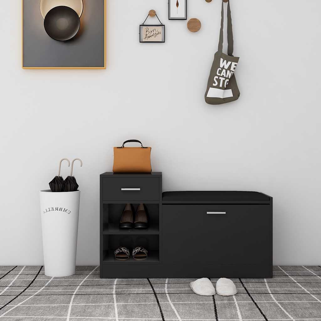 vidaXL Shoe Cabinet Black 94.5x31x57 cm Engineered Wood