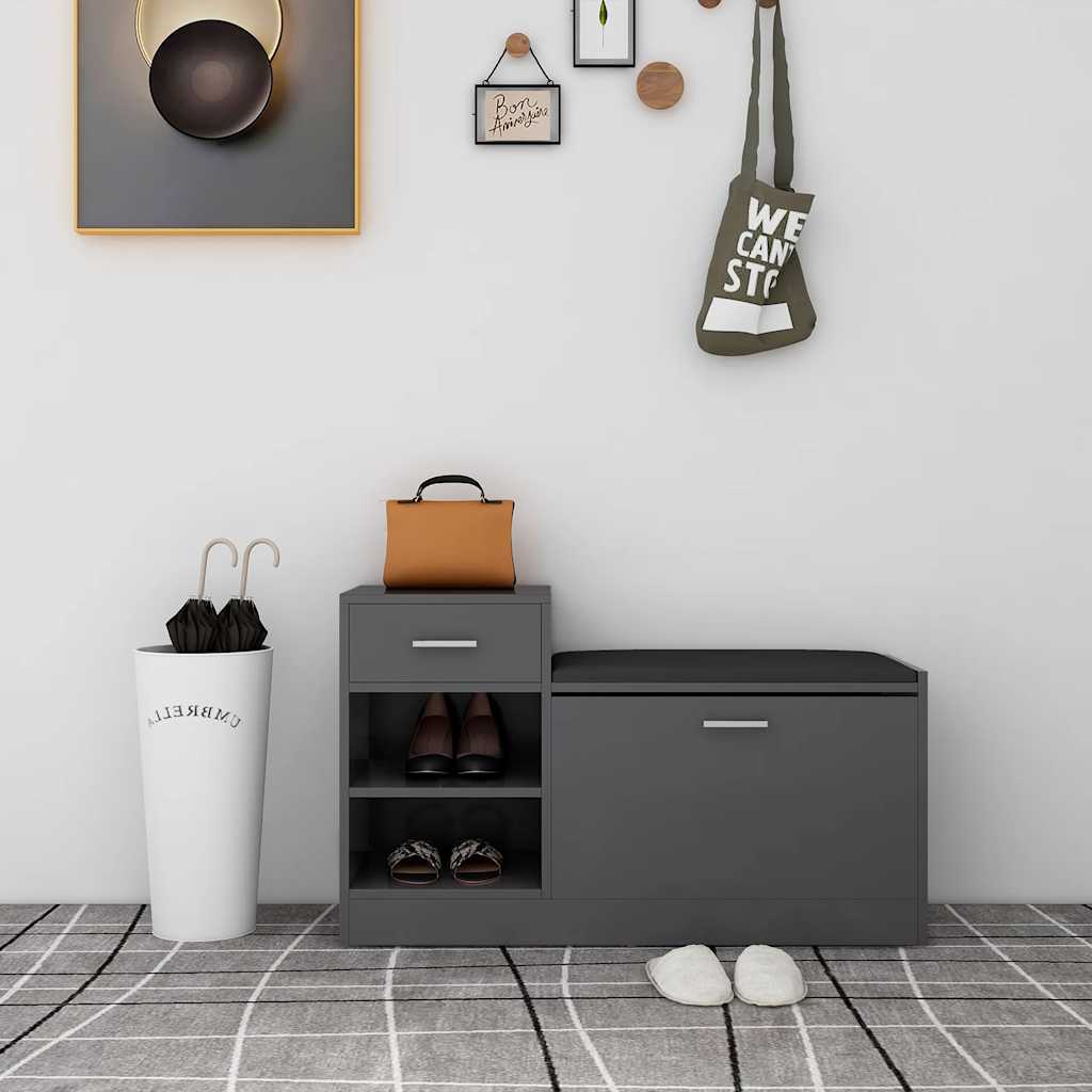 vidaXL Shoe Cabinet Grey 94.5x31x57 cm Engineered Wood