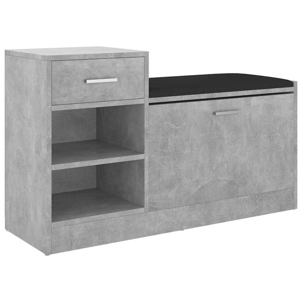 vidaXL Shoe Bench Concrete Grey 94.5x31x57 cm Engineered Wood