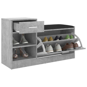vidaXL Shoe Bench Concrete Grey 94.5x31x57 cm Engineered Wood