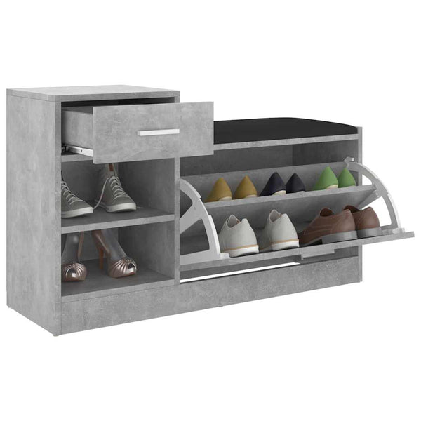 vidaXL Shoe Bench Concrete Grey 94.5x31x57 cm Engineered Wood
