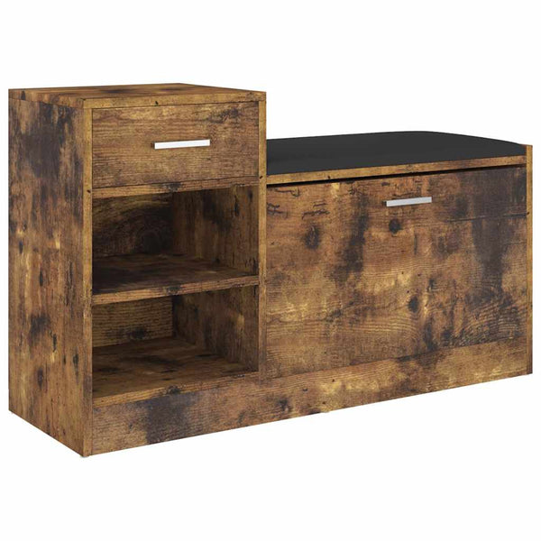 vidaXL Shoe Bench Smoked Oak 94.5x31x57 cm Engineered Wood