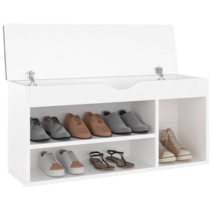 vidaXL Shoe Bench with Cushion White 104x30x49 cm Engineered Wood