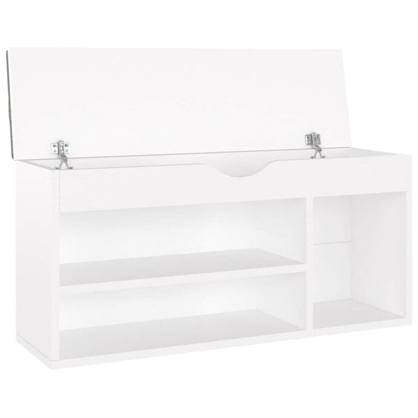 vidaXL Shoe Bench with Cushion White 104x30x49 cm Engineered Wood