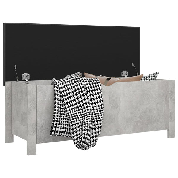 vidaXL Storage Bench with Cushion Concrete Grey 105x40x45 cm