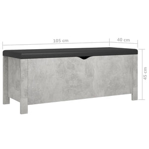 vidaXL Storage Bench with Cushion Concrete Grey 105x40x45 cm