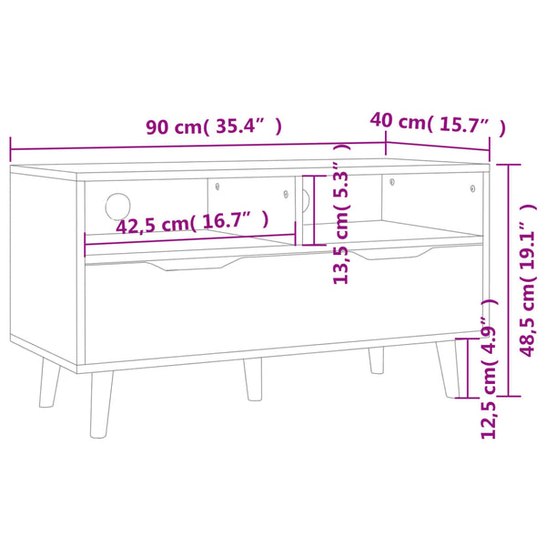 vidaXL TV Cabinet Sonoma Oak 90x40x48.5 cm Engineered Wood