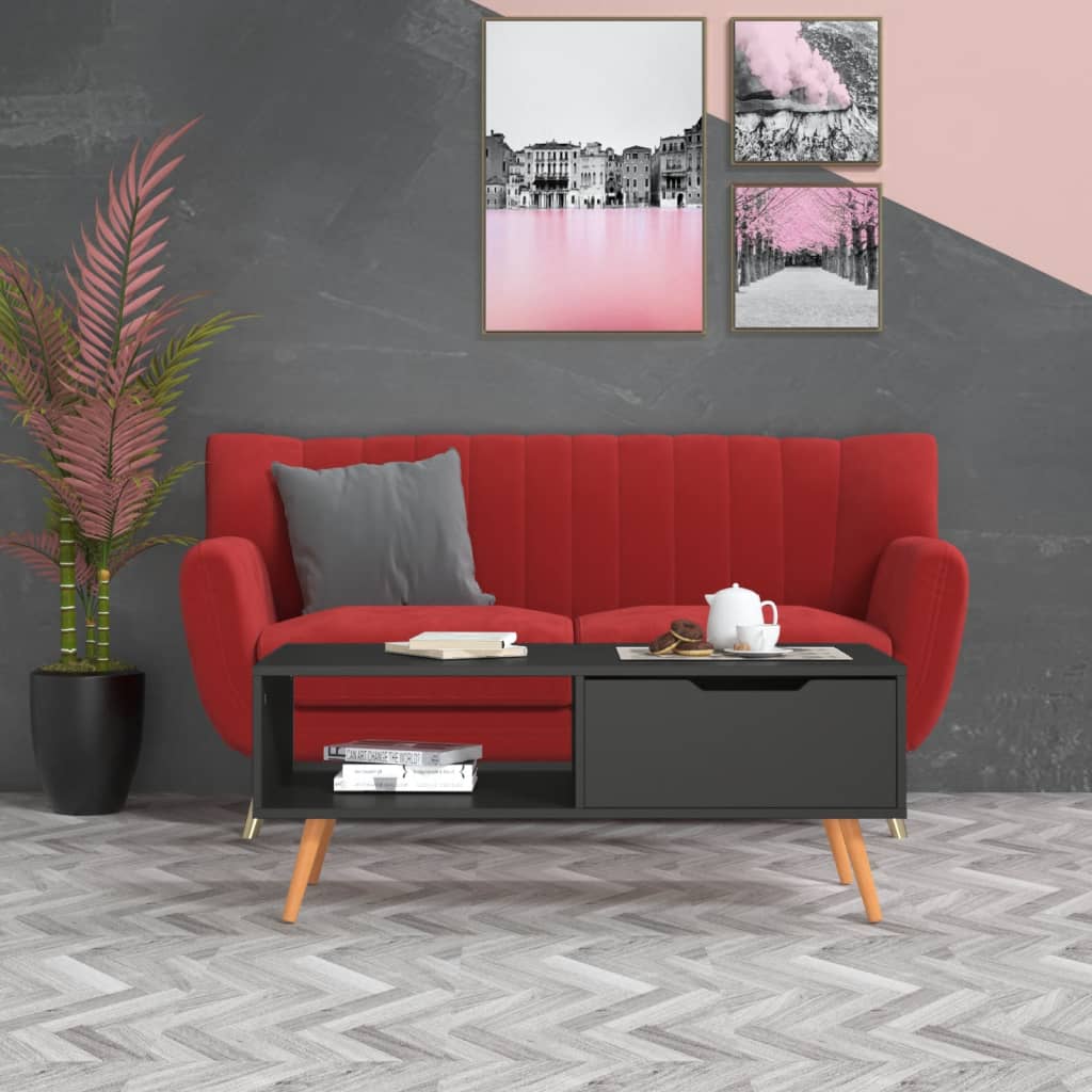vidaXL Coffee Table Grey 100x49.5x43 cm Engineered Wood