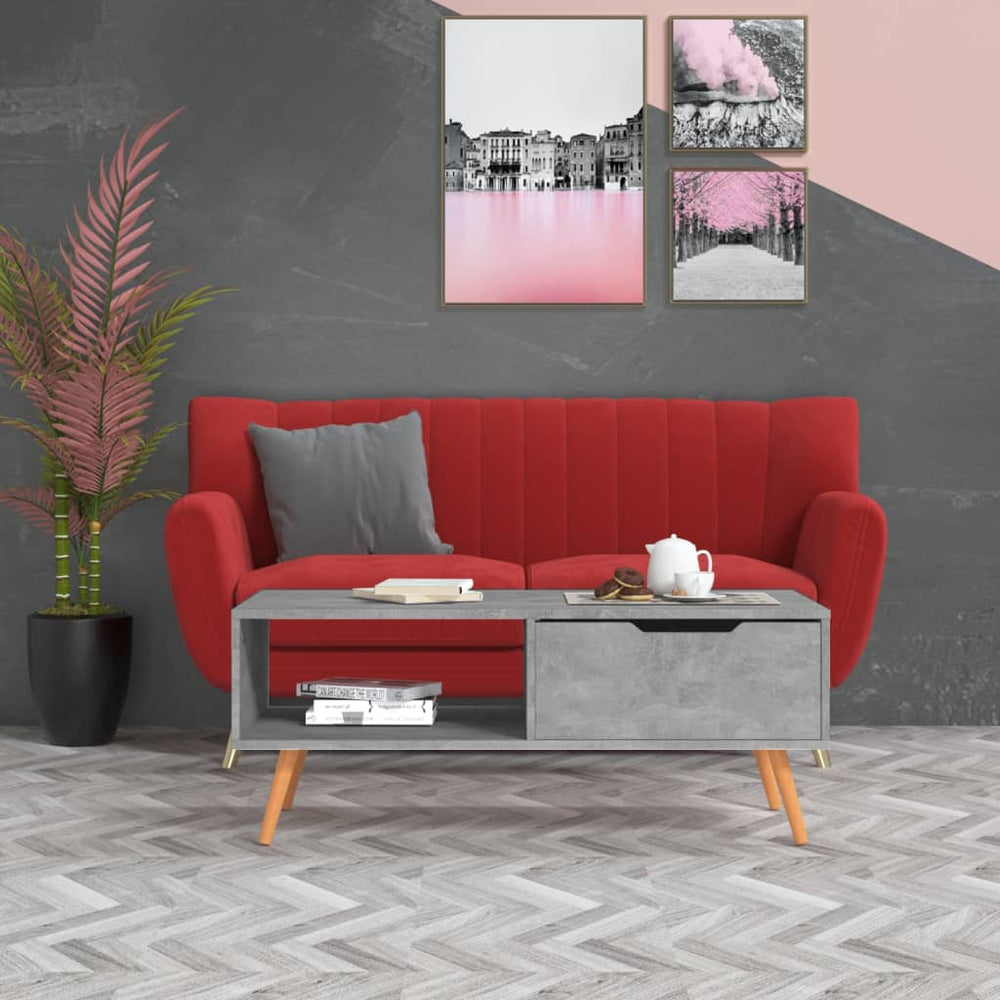 vidaXL Coffee Table Concrete Grey 100x49.5x43 cm Engineered Wood
