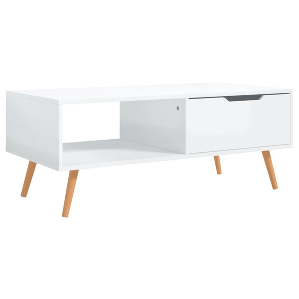 vidaXL Coffee Table High-Gloss White 100x49.5x43 cm Engineered Wood