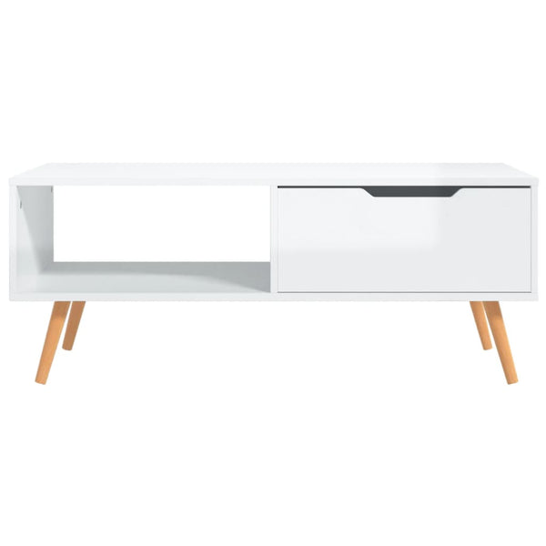 vidaXL Coffee Table High-Gloss White 100x49.5x43 cm Engineered Wood