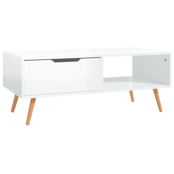 vidaXL Coffee Table High-Gloss White 100x49.5x43 cm Engineered Wood