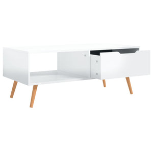 vidaXL Coffee Table High-Gloss White 100x49.5x43 cm Engineered Wood