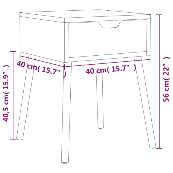 vidaXL Nightstand Black 40x40x56 cm Engineered Wood