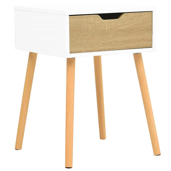 vidaXL Bedside Cabinet White and Sonoma Oak 40x40x56 cm Engineered Wood