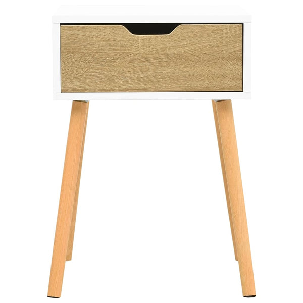 vidaXL Bedside Cabinet White and Sonoma Oak 40x40x56 cm Engineered Wood