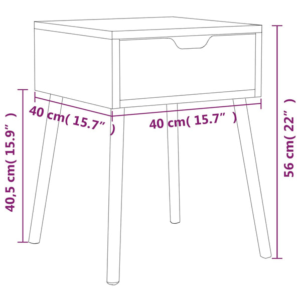 vidaXL Bedside Cabinet High Gloss White 40x40x56 cm Engineered Wood