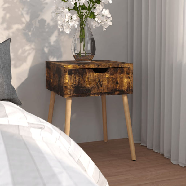 vidaXL Nightstand Smoked Oak 40x40x56 cm Engineered Wood
