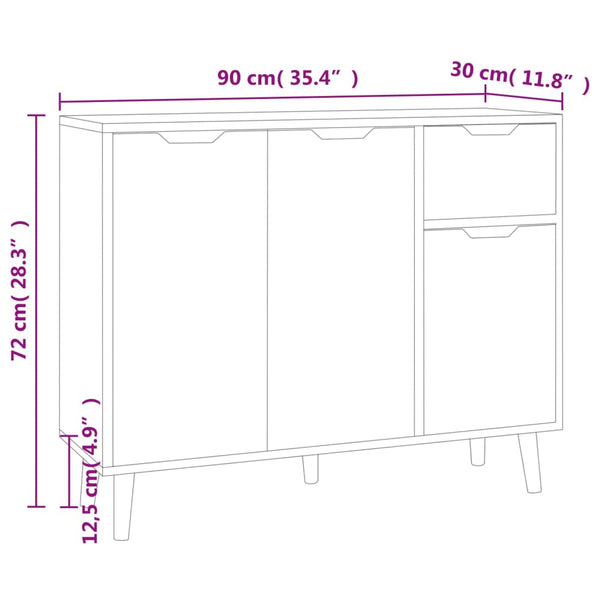 vidaXL Sideboard Concrete Gray 90x30x72 cm Engineered Wood