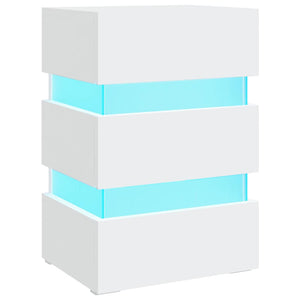 vidaXL LED Bedside Table White 45x35x67 cm Engineered Wood