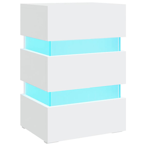 vidaXL LED Bedside Table White 45x35x67 cm Engineered Wood