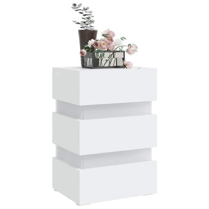vidaXL LED Bedside Table White 45x35x67 cm Engineered Wood