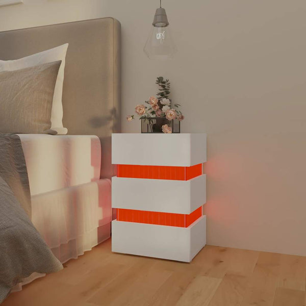 vidaXL LED Bedside Table White 45x35x67 cm Engineered Wood