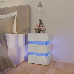 vidaXL LED Bedside Table White 45x35x67 cm Engineered Wood