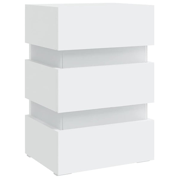 vidaXL LED Bedside Table White 45x35x67 cm Engineered Wood