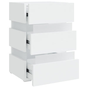 vidaXL LED Bedside Table White 45x35x67 cm Engineered Wood