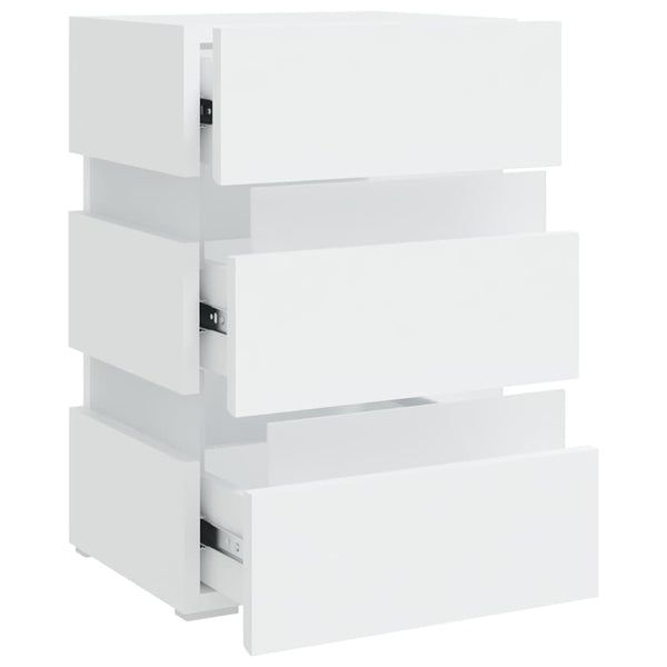 vidaXL LED Bedside Table White 45x35x67 cm Engineered Wood