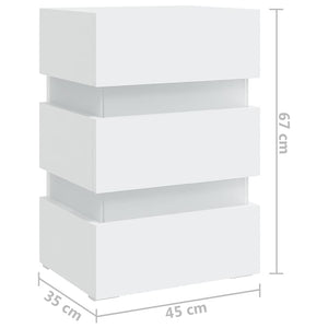 vidaXL LED Bedside Table White 45x35x67 cm Engineered Wood