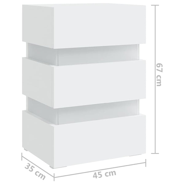 vidaXL LED Bedside Table White 45x35x67 cm Engineered Wood