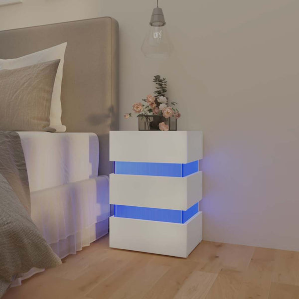 vidaXL LED Bedside Table White 45x35x67 cm Engineered Wood